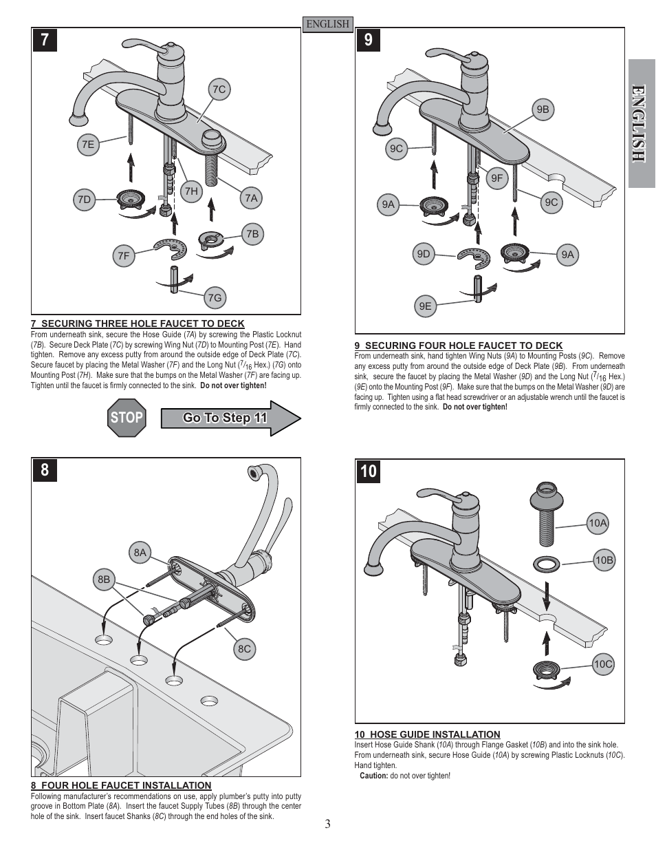 English, Stop | Pfister F-034-4ALS User Manual | Page 3 / 14