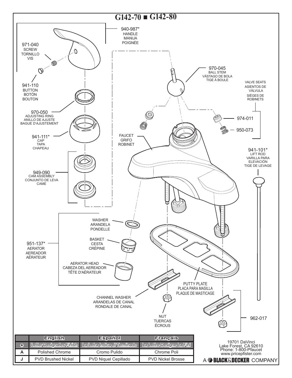 A company | Pfister G142-800K User Manual | Page 2 / 6