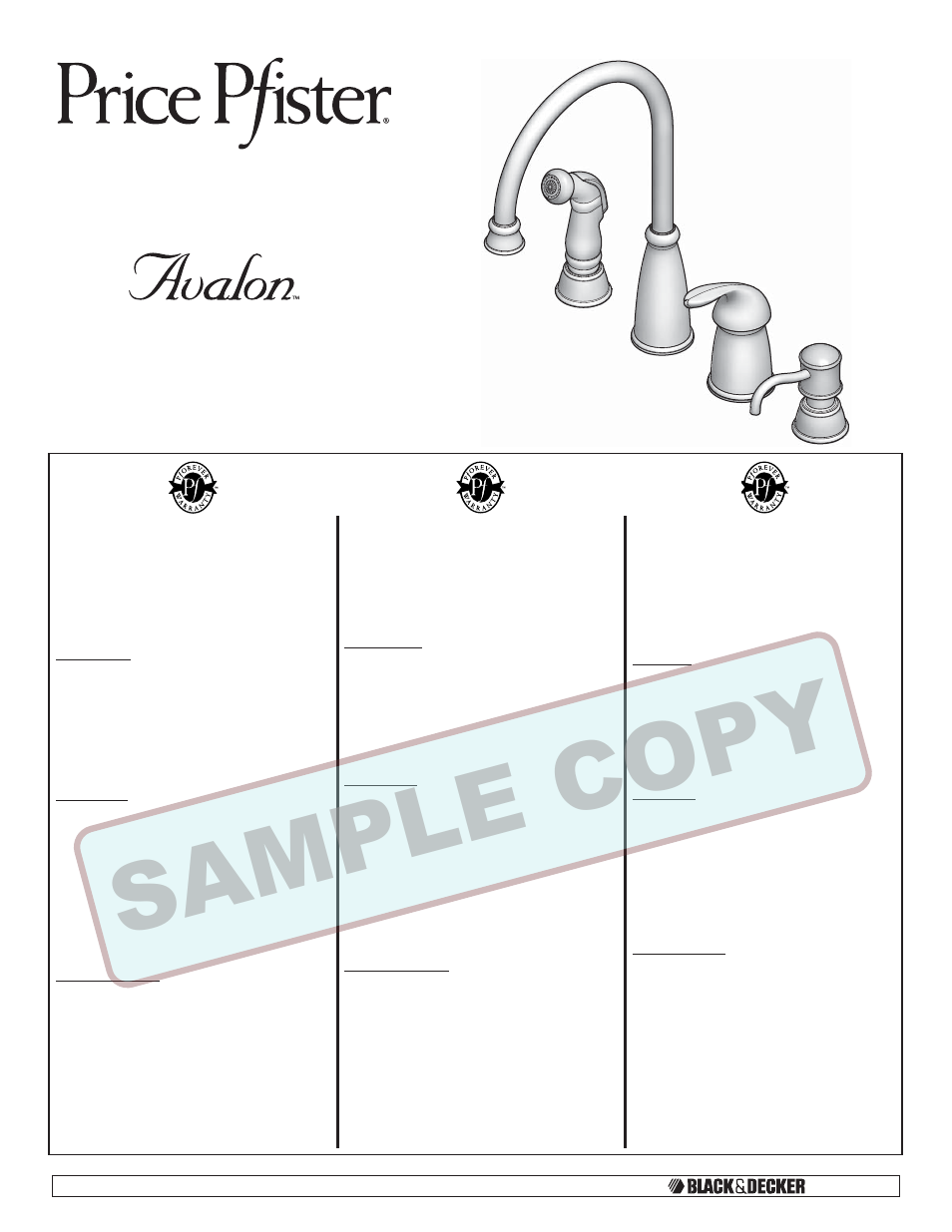 Pfister GT26-4CBS User Manual | 18 pages