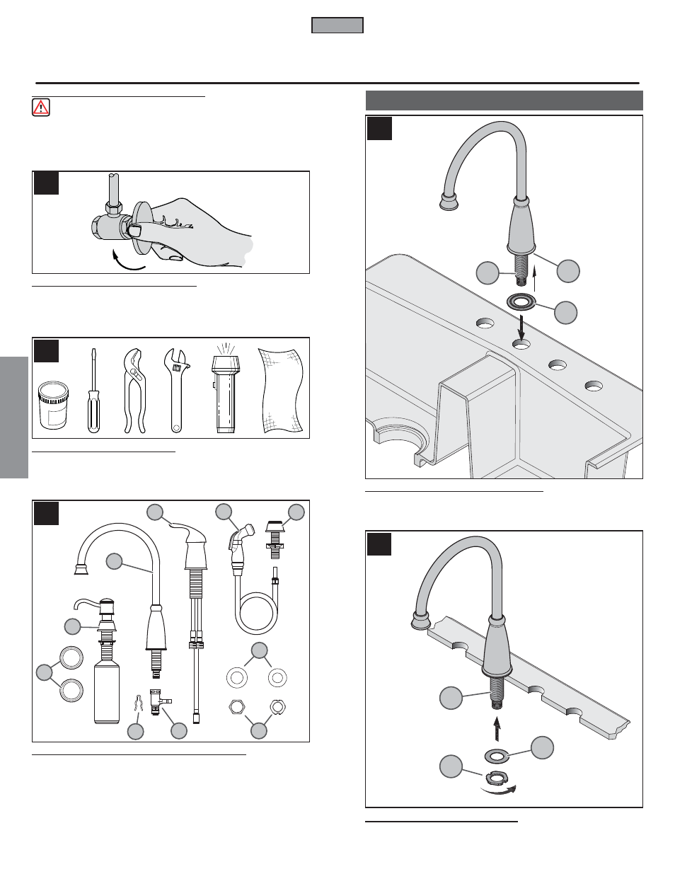Fr a n fran çç a is ais, Faucet installation, Installation de robinet | Pfister GT26-4CBS User Manual | Page 12 / 18