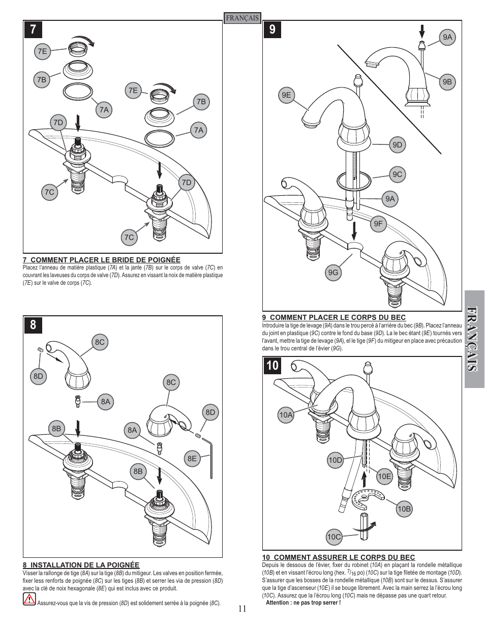 Fran ç ais | Pfister GT49-DC00 User Manual | Page 11 / 14