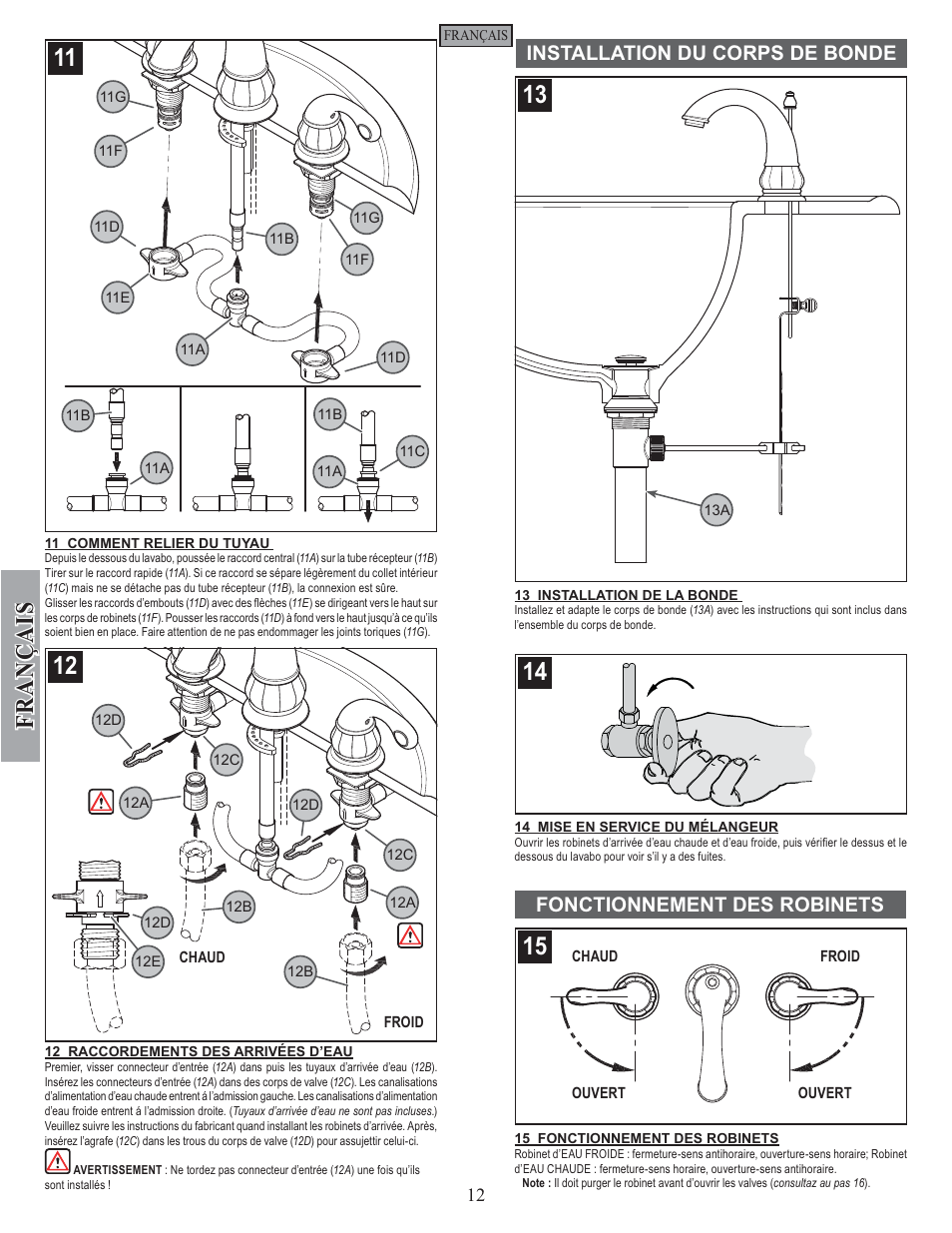 Fran ç ais | Pfister GT49-DC00 User Manual | Page 12 / 14