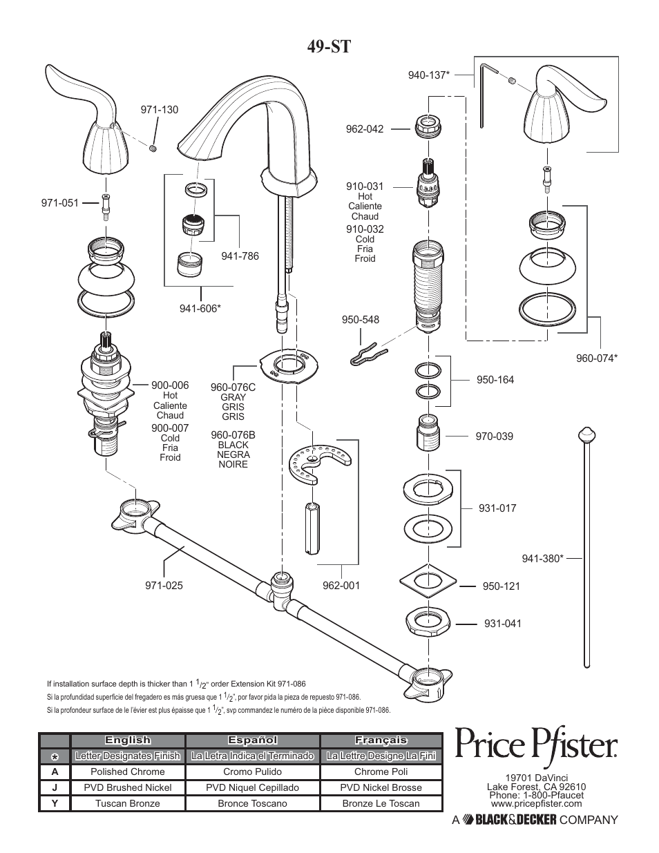 Pfister F-049-ST0K User Manual | Page 14 / 14