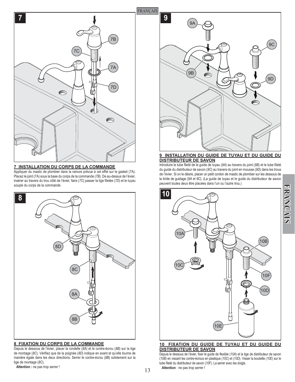 Fran ç ais | Pfister GT26-3NSS User Manual | Page 13 / 18