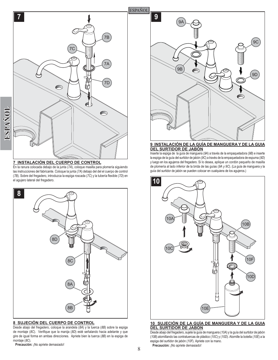 Esp a ñ ol | Pfister GT26-3NSS User Manual | Page 8 / 18