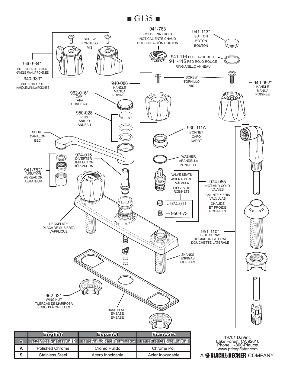 G135, A company | Pfister 135-4000 User Manual | Page 2 / 7