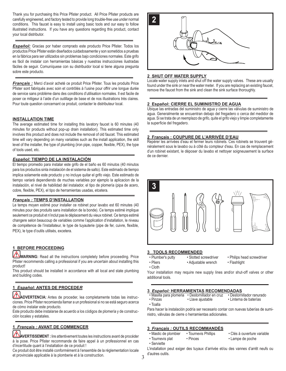 Factory Direct Hardware Pfister F-WL2-450Y User Manual | Page 3 / 6
