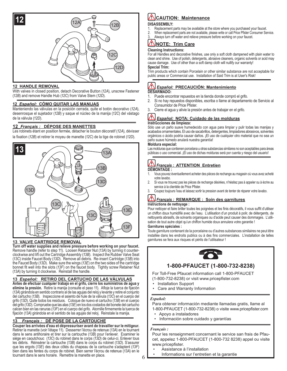 Factory Direct Hardware Pfister F-WL2-450Y User Manual | Page 6 / 6
