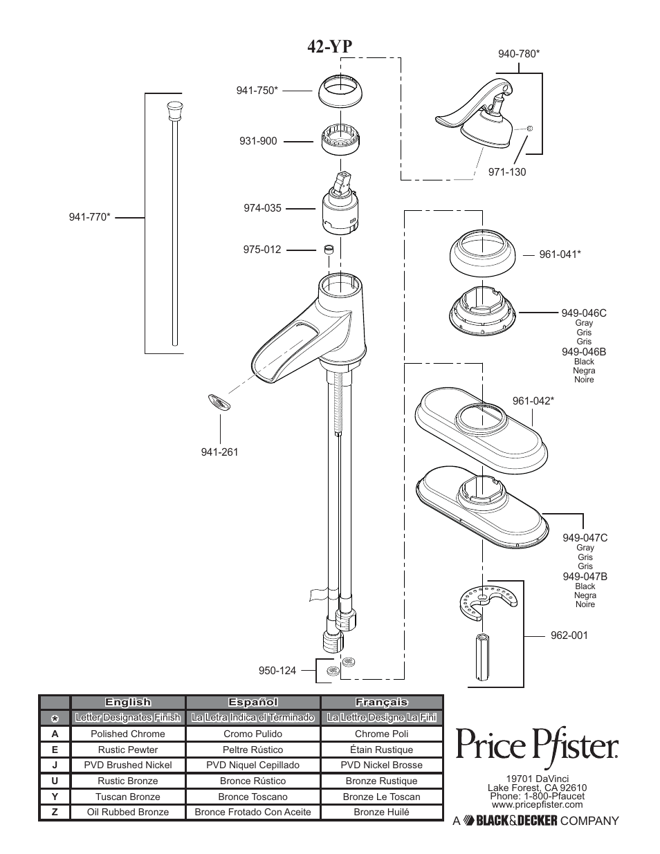 Pfister GT42-YP0K User Manual | Page 12 / 12