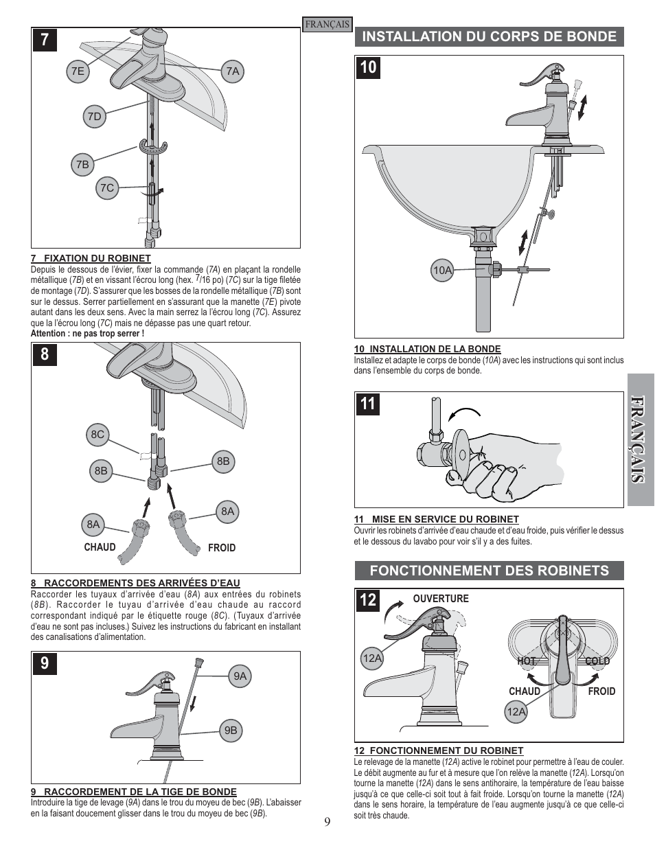 Fran ç ais | Pfister GT42-YP0K User Manual | Page 9 / 12