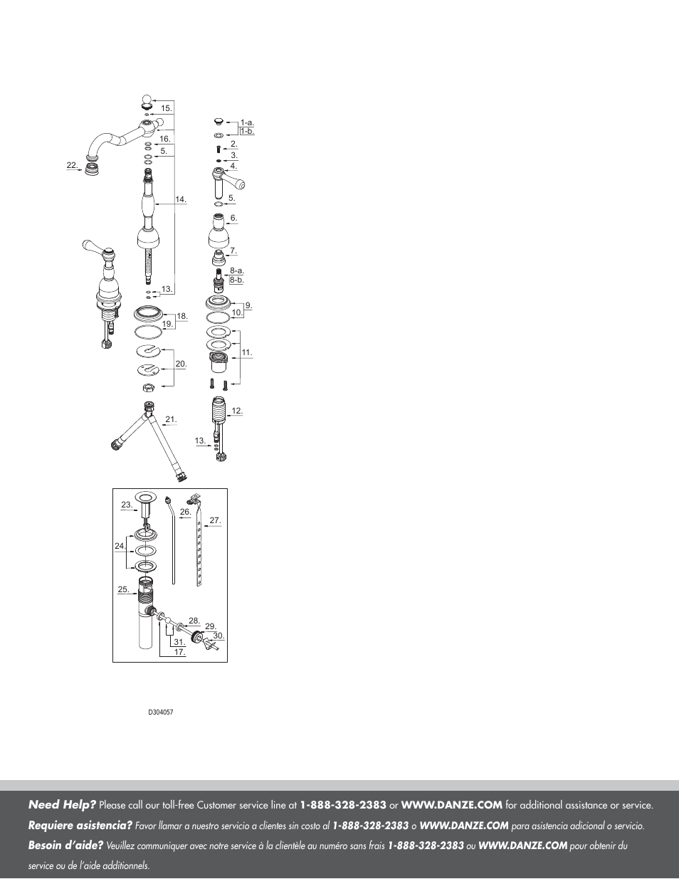 Need help, Requiere asistencia, Besoin d’aide | Factory Direct Hardware Danze D304057 User Manual | Page 8 / 8