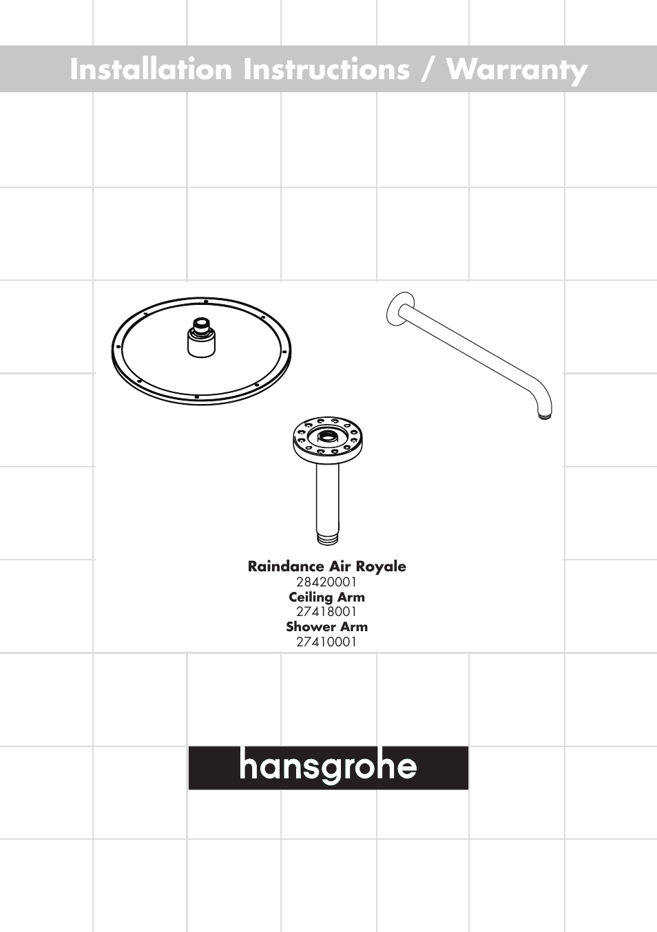 Factory Direct Hardware Hansgrohe 27410001 Raindance User Manual | 12 pages