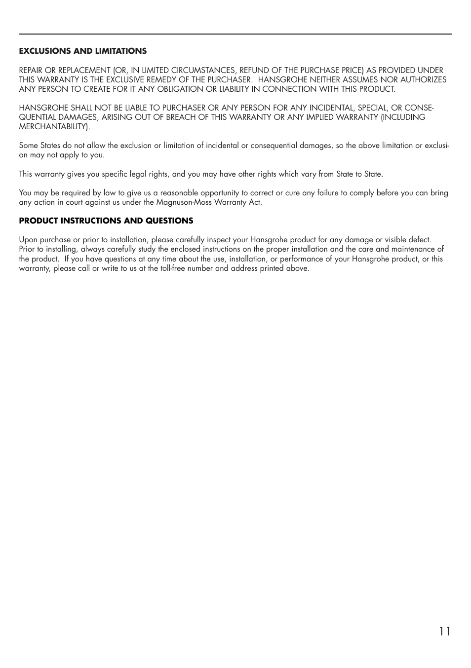 Factory Direct Hardware Hansgrohe 27410001 Raindance User Manual | Page 11 / 12