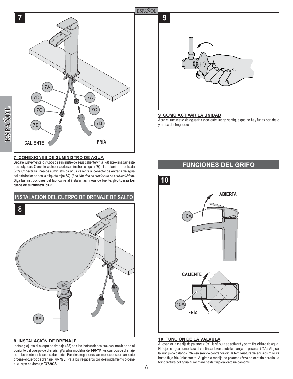 Esp a ñ ol | Pfister GT40-DF0K User Manual | Page 6 / 12