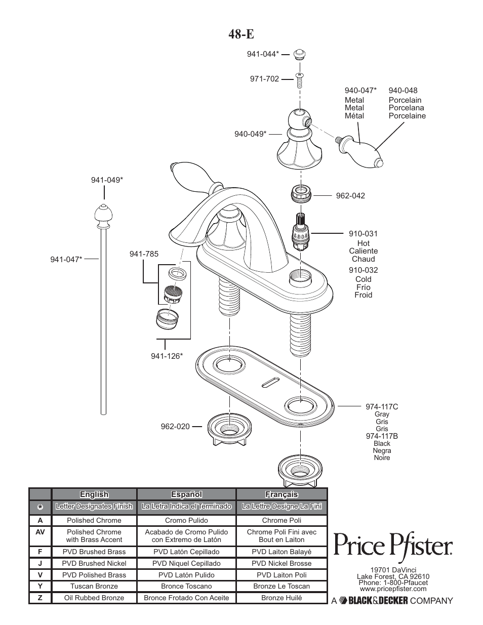 Pfister F-048-EPBK User Manual | Page 12 / 12