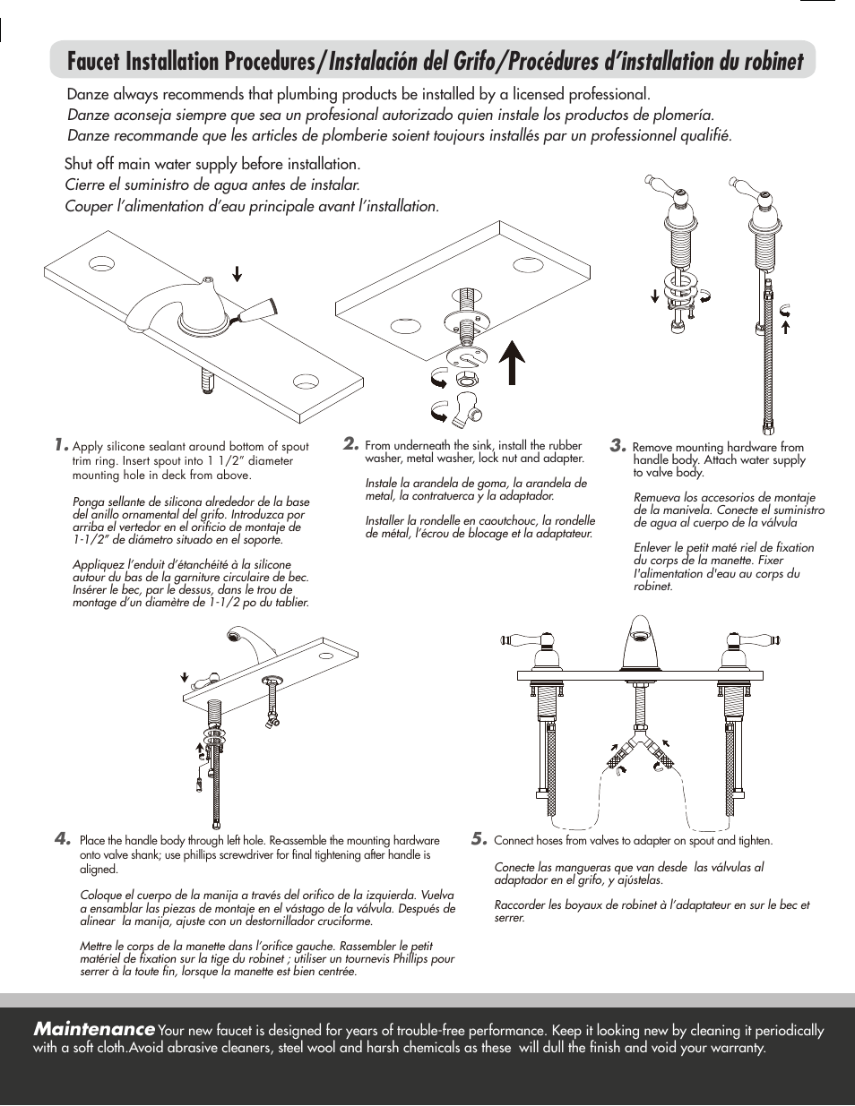 Maintenance | Factory Direct Hardware Danze D304055 User Manual | Page 2 / 6
