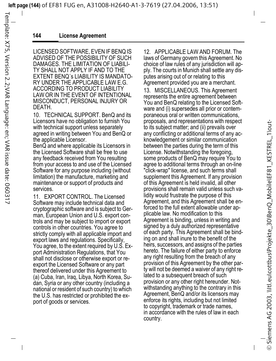 BenQ-Siemens M81 User Manual | Page 145 / 155