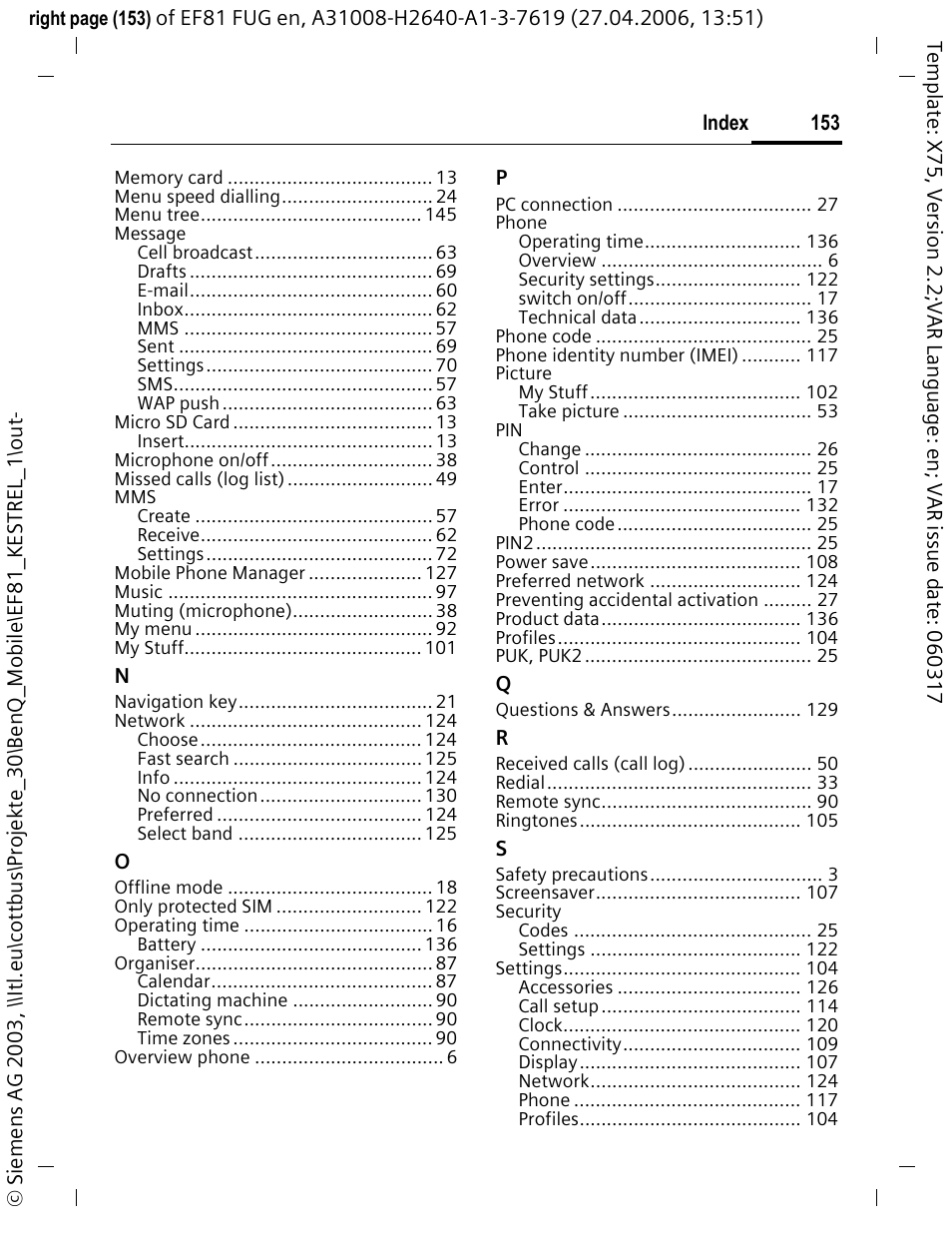 BenQ-Siemens M81 User Manual | Page 154 / 155