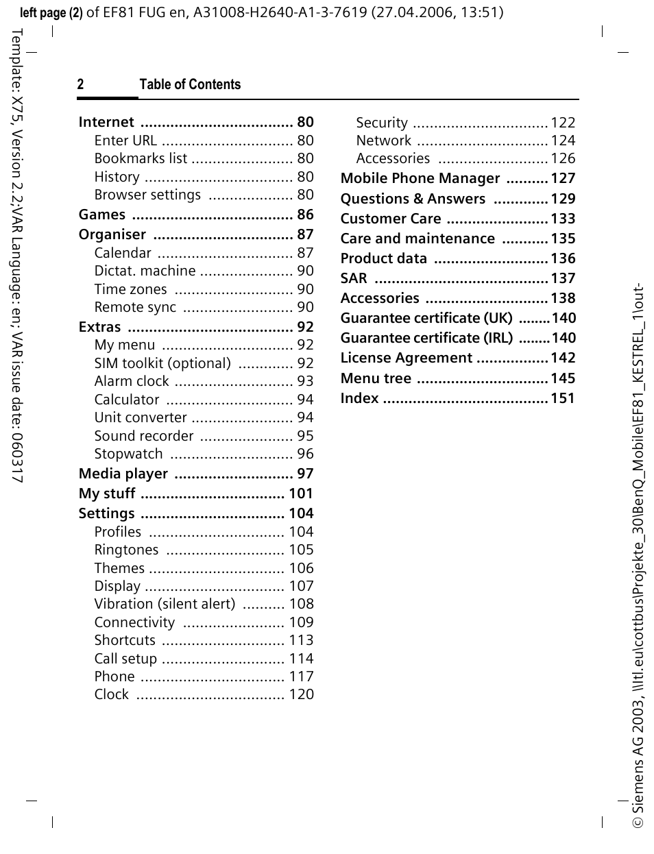 BenQ-Siemens M81 User Manual | Page 3 / 155