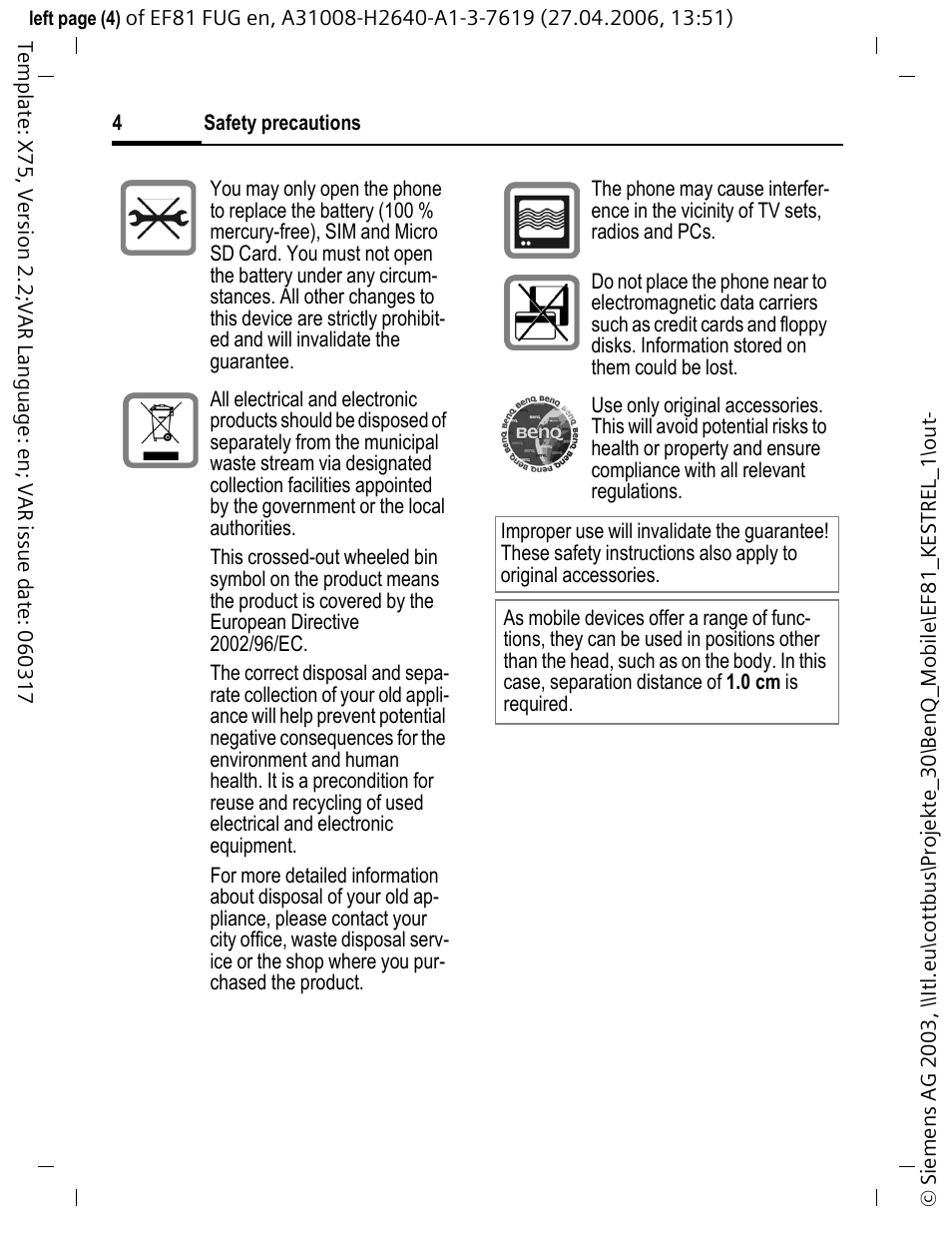 BenQ-Siemens M81 User Manual | Page 5 / 155