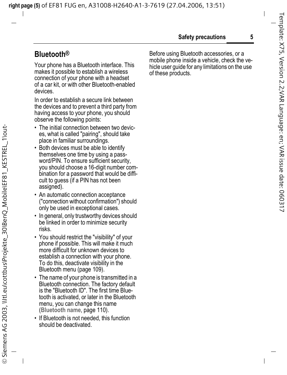 Bluetooth | BenQ-Siemens M81 User Manual | Page 6 / 155