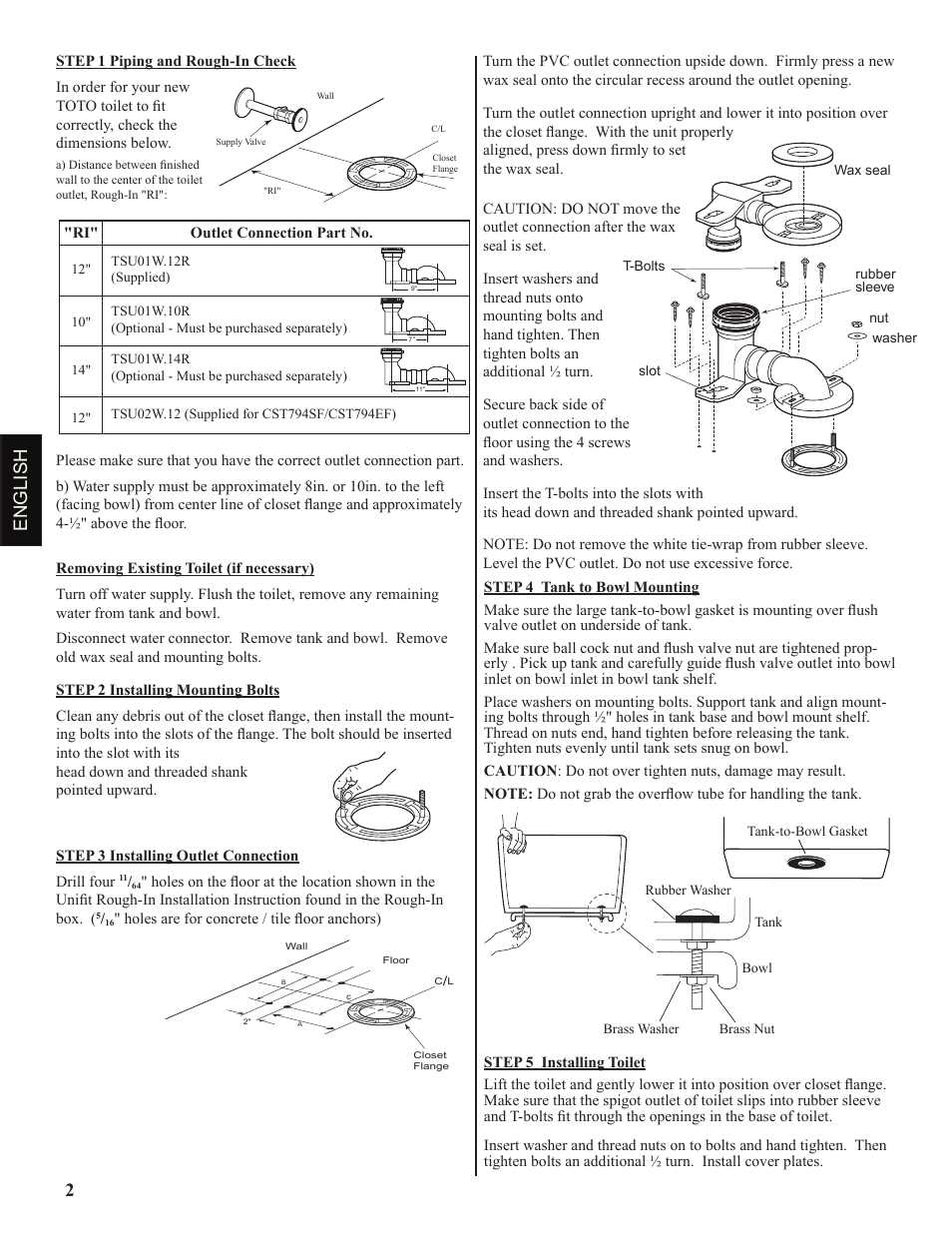 2english | Factory Direct Hardware Toto CST474CEFG Vespin User Manual | Page 2 / 12