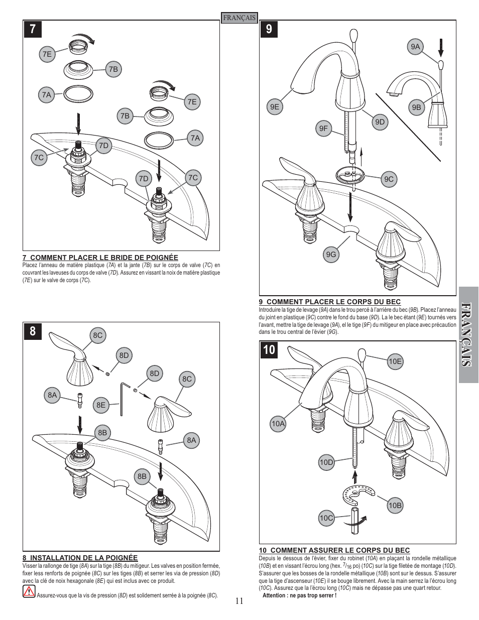 Fran ç ais | Pfister F-049-LT0K User Manual | Page 11 / 14