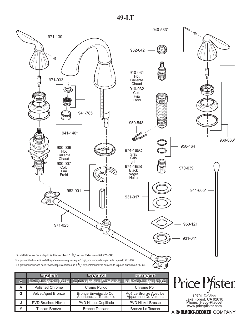 Pfister F-049-LT0K User Manual | Page 14 / 14