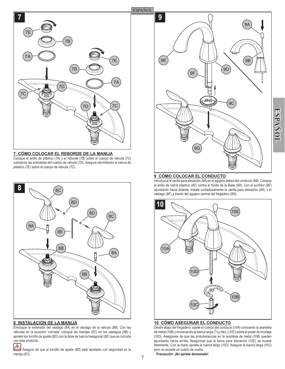 Esp a ñ ol | Pfister F-049-LT0K User Manual | Page 7 / 14