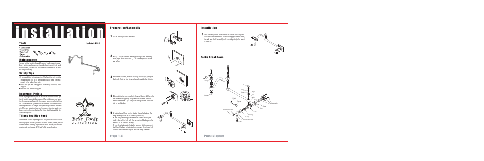 Steps 1-5 parts diagram | Factory Direct Hardware Belle Foret N18001 One Hole User Manual | Page 2 / 3