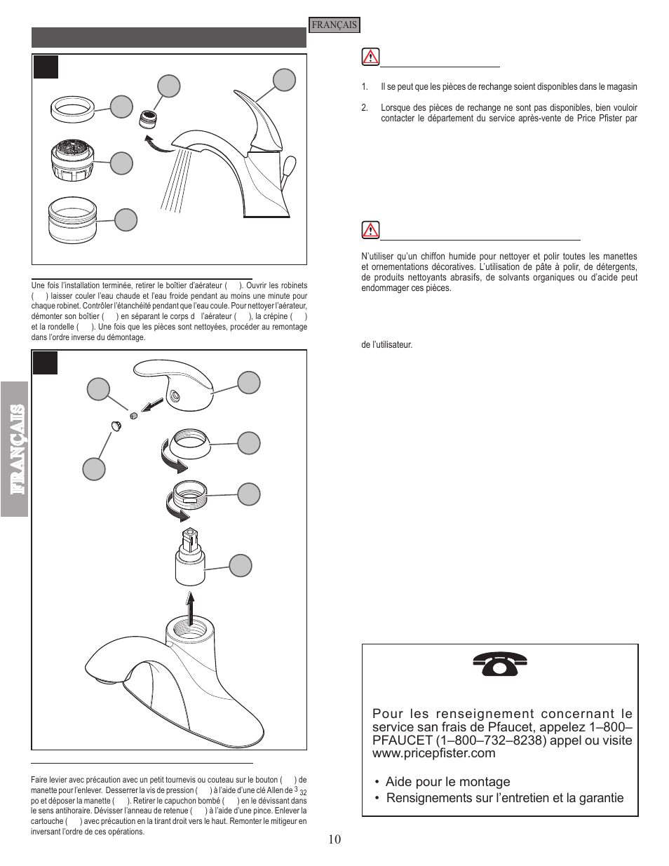 Entretien et soins | Pfister GT42-SR0K User Manual | Page 10 / 12