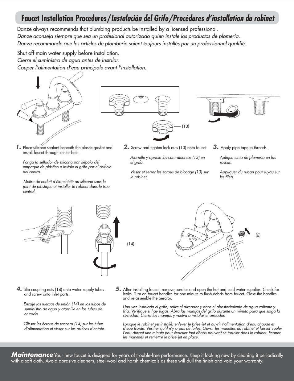 Maintenance | Factory Direct Hardware Danze D301056 User Manual | Page 2 / 4