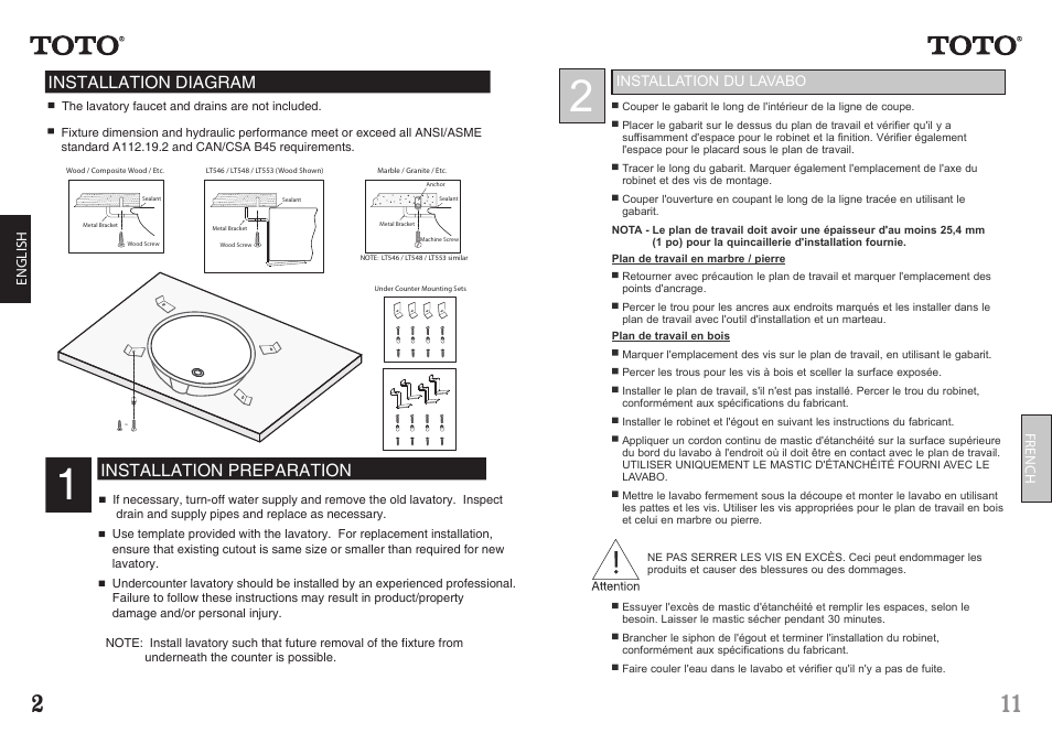 Installation diagram installation preparation | Factory Direct Hardware Toto LT963 User Manual | Page 2 / 6