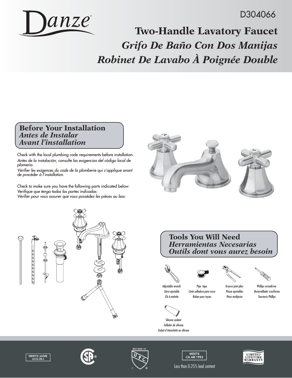 Factory Direct Hardware Danze D304066 User Manual | 7 pages
