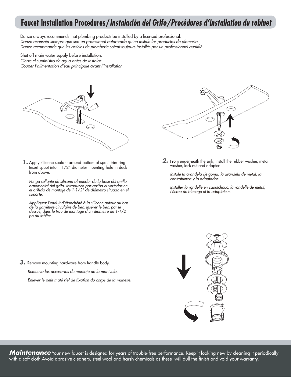 Maintenance | Factory Direct Hardware Danze D304066 User Manual | Page 2 / 7