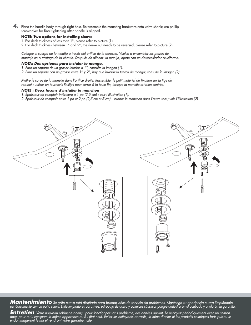 Mantenimiento, Entretien | Factory Direct Hardware Danze D304066 User Manual | Page 3 / 7