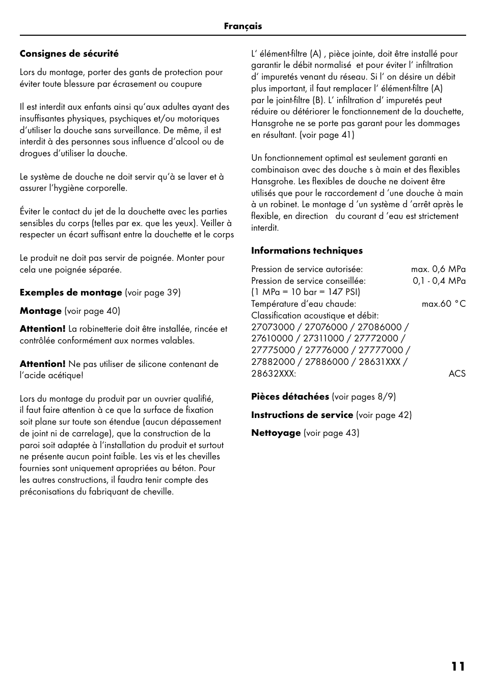 Factory Direct Hardware Hansgrohe HG28631000 Unica S User Manual | Page 11 / 44