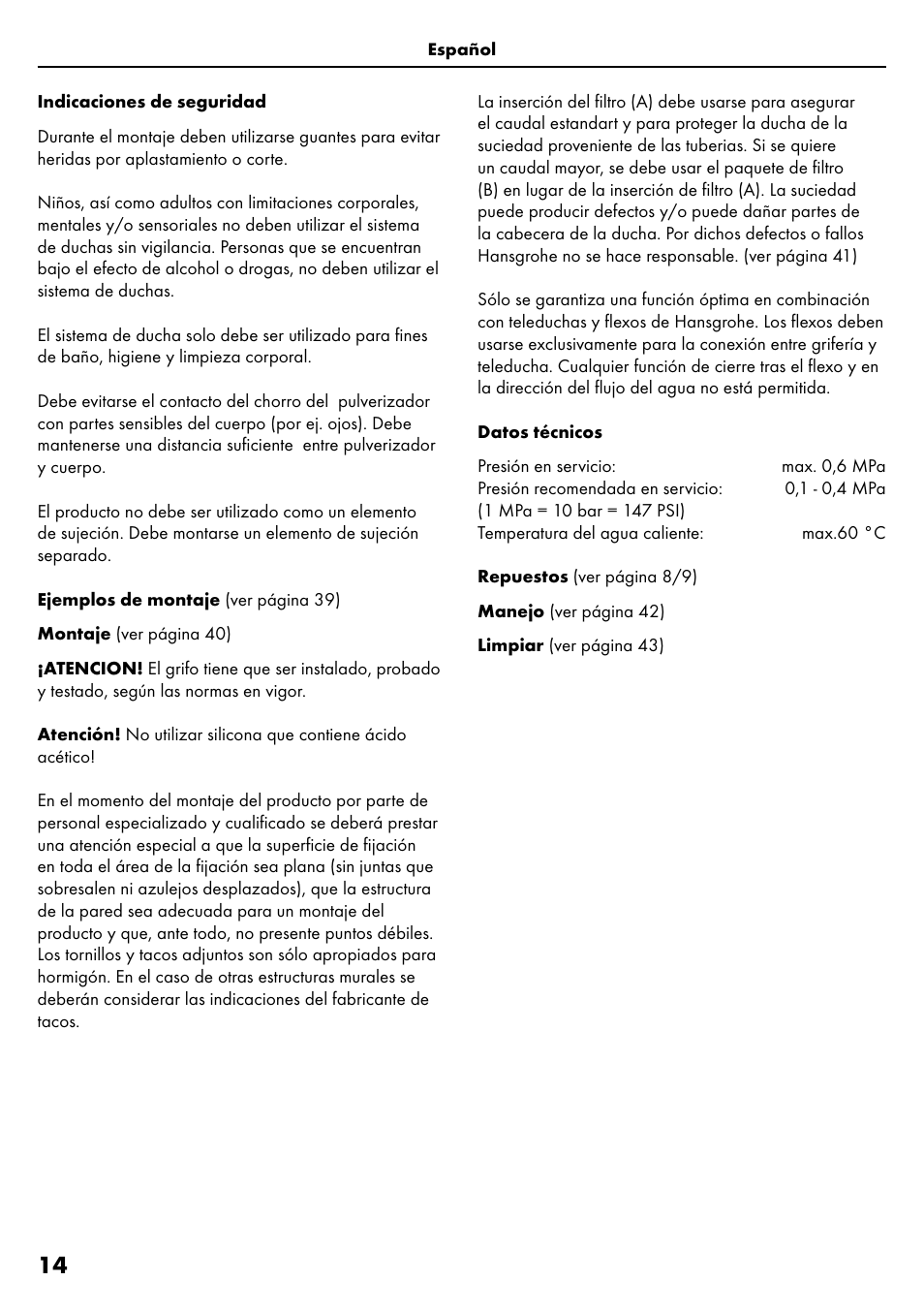 Factory Direct Hardware Hansgrohe HG28631000 Unica S User Manual | Page 14 / 44
