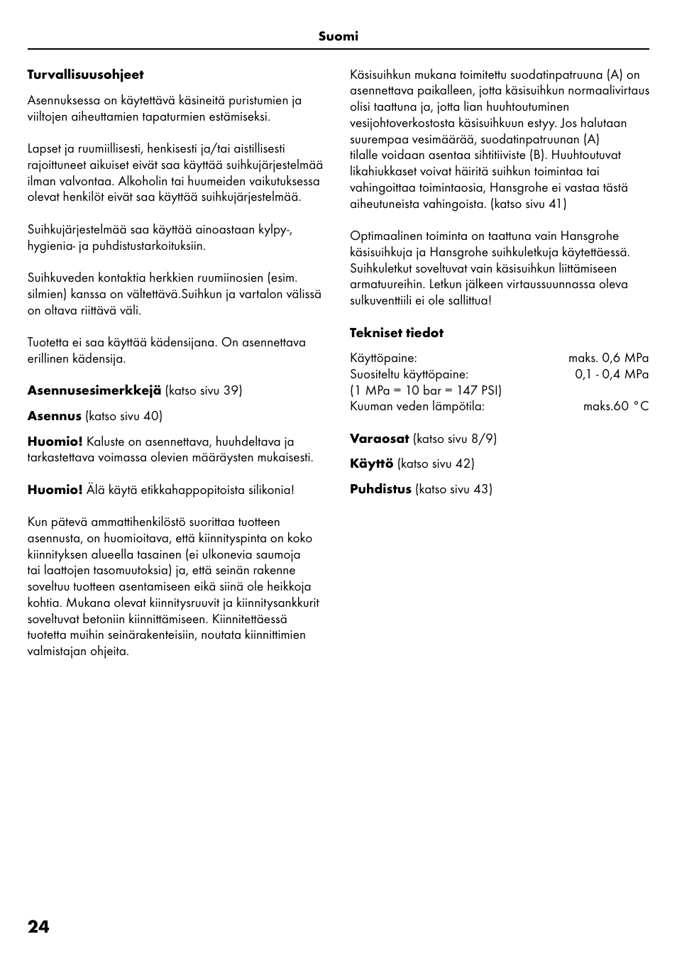 Factory Direct Hardware Hansgrohe HG28631000 Unica S User Manual | Page 24 / 44