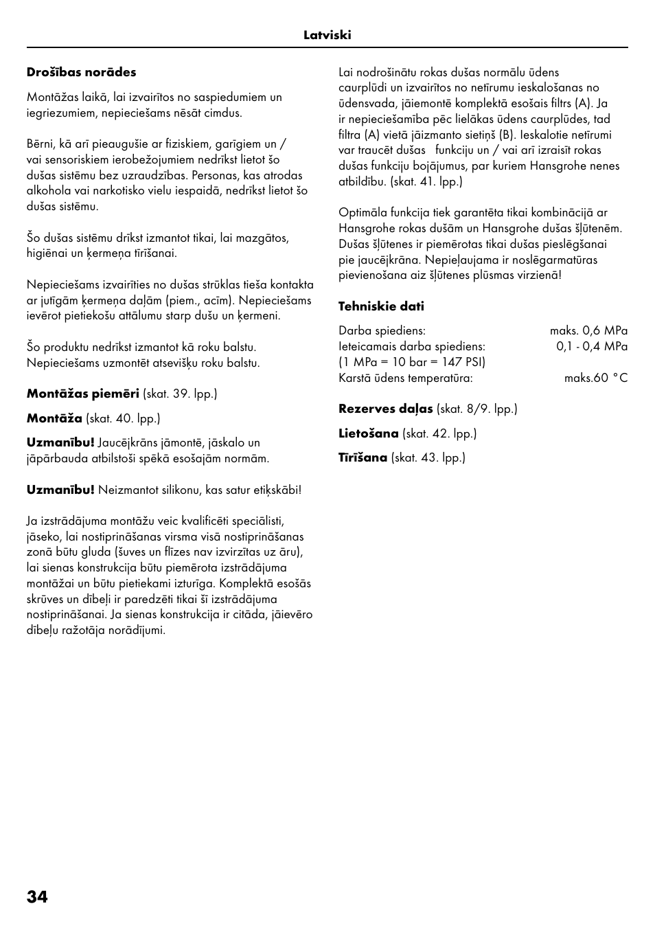 Factory Direct Hardware Hansgrohe HG28631000 Unica S User Manual | Page 34 / 44