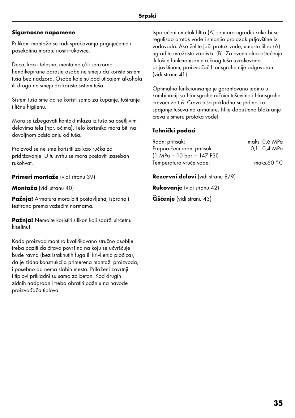 Factory Direct Hardware Hansgrohe HG28631000 Unica S User Manual | Page 35 / 44
