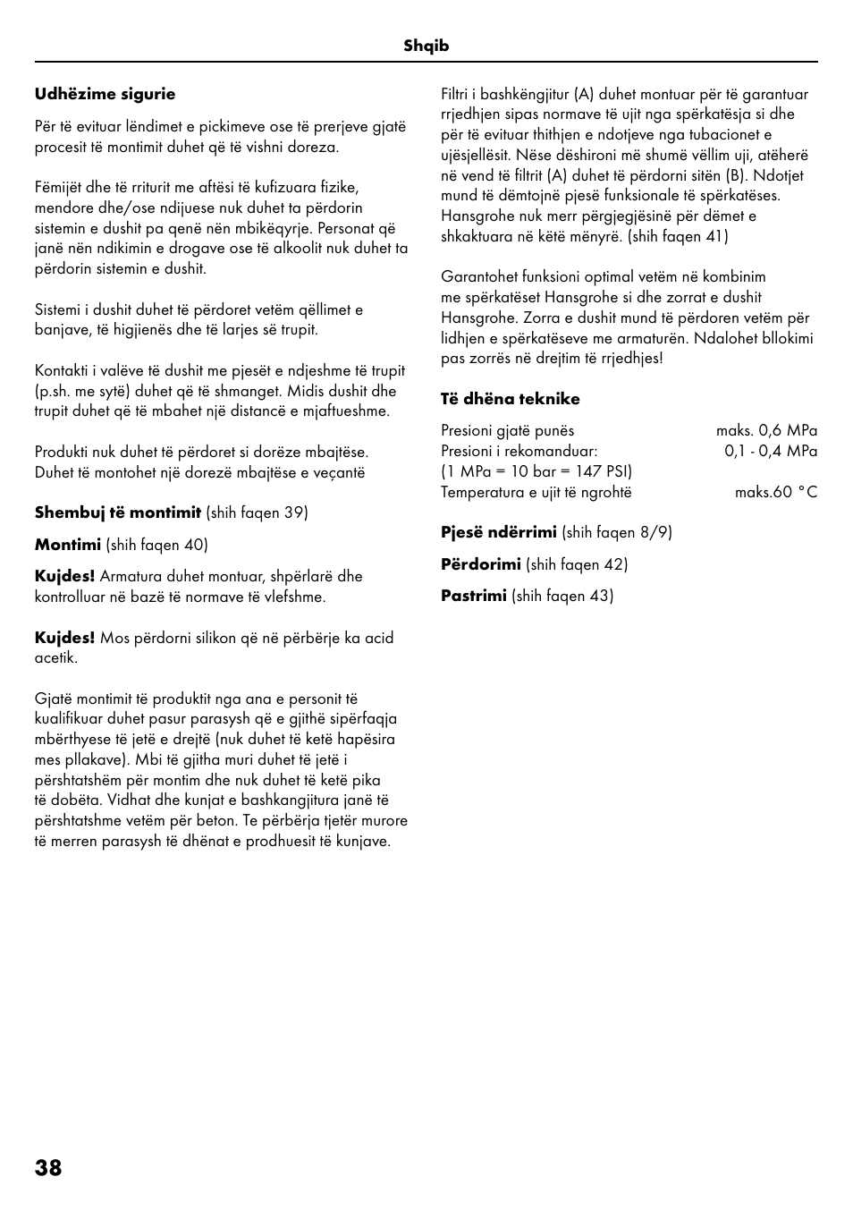 Factory Direct Hardware Hansgrohe HG28631000 Unica S User Manual | Page 38 / 44