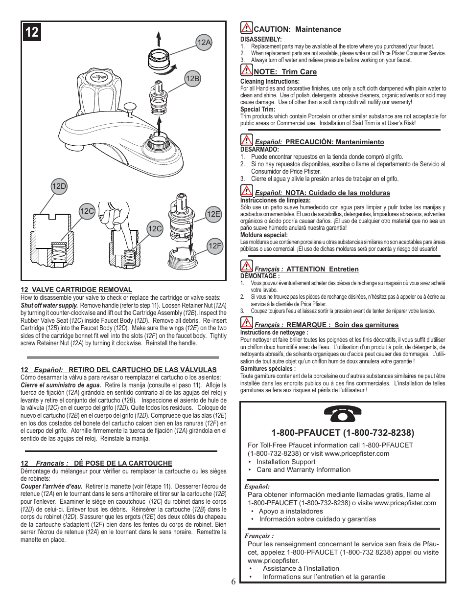 Pfister F-WL2-20NC User Manual | Page 6 / 6