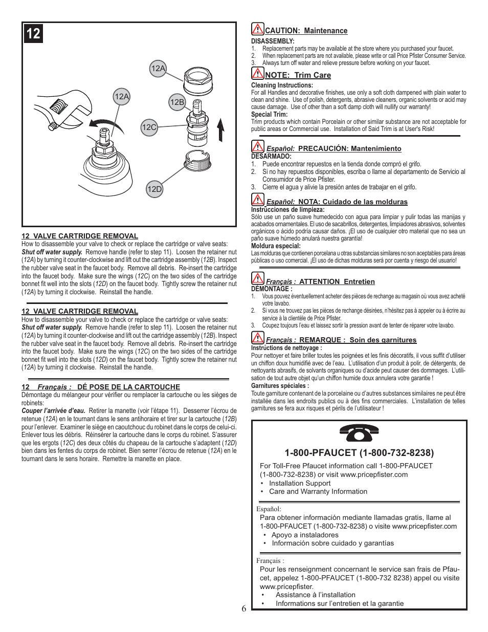 Pfister 143-6100 User Manual | Page 6 / 6