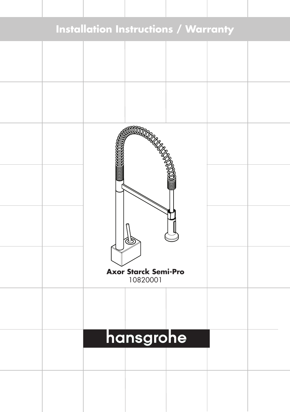 Factory Direct Hardware Hansgrohe 10820001 Axor Starck User Manual | 8 pages
