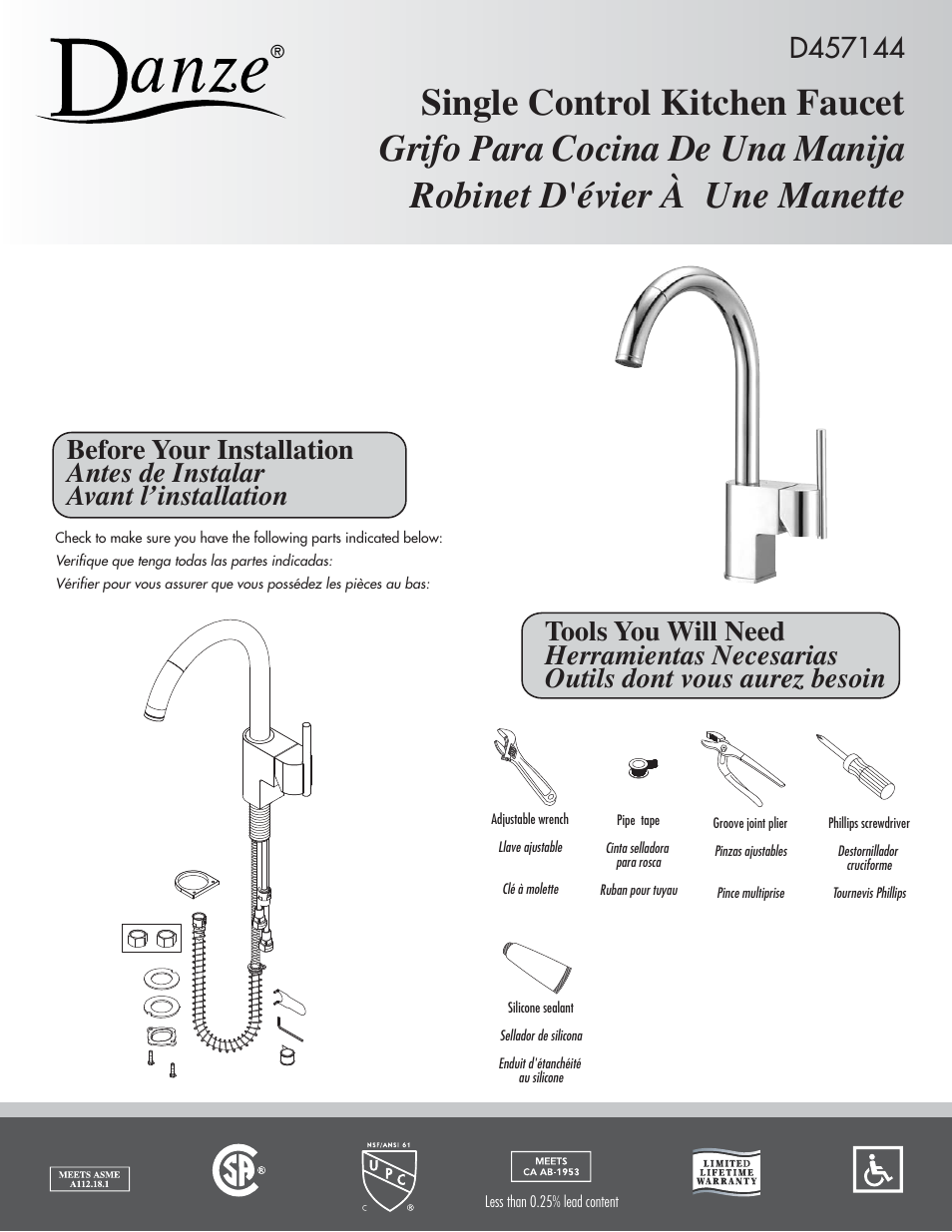 Factory Direct Hardware Danze D457144 Como User Manual | 5 pages