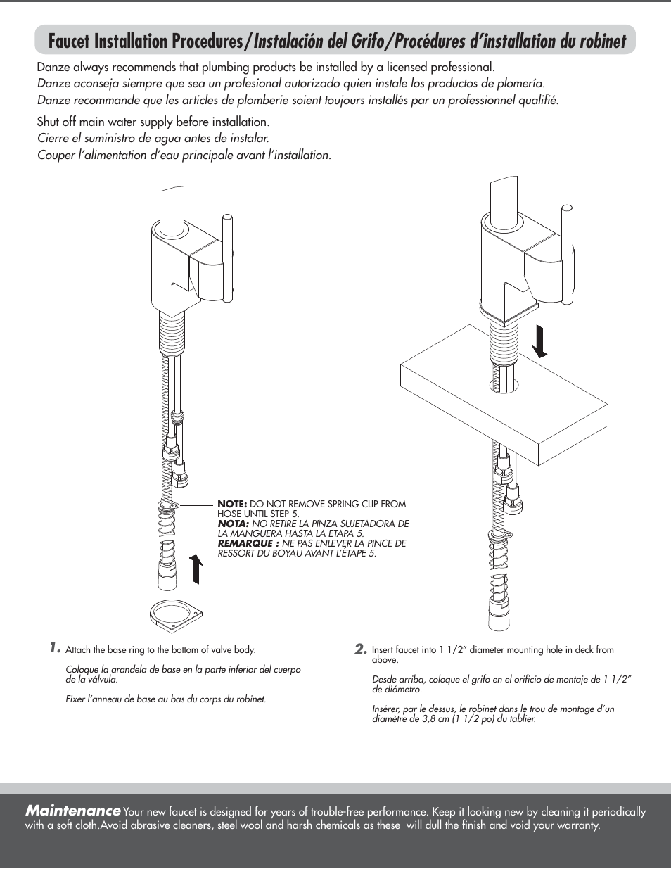 Maintenance | Factory Direct Hardware Danze D457144 Como User Manual | Page 2 / 5