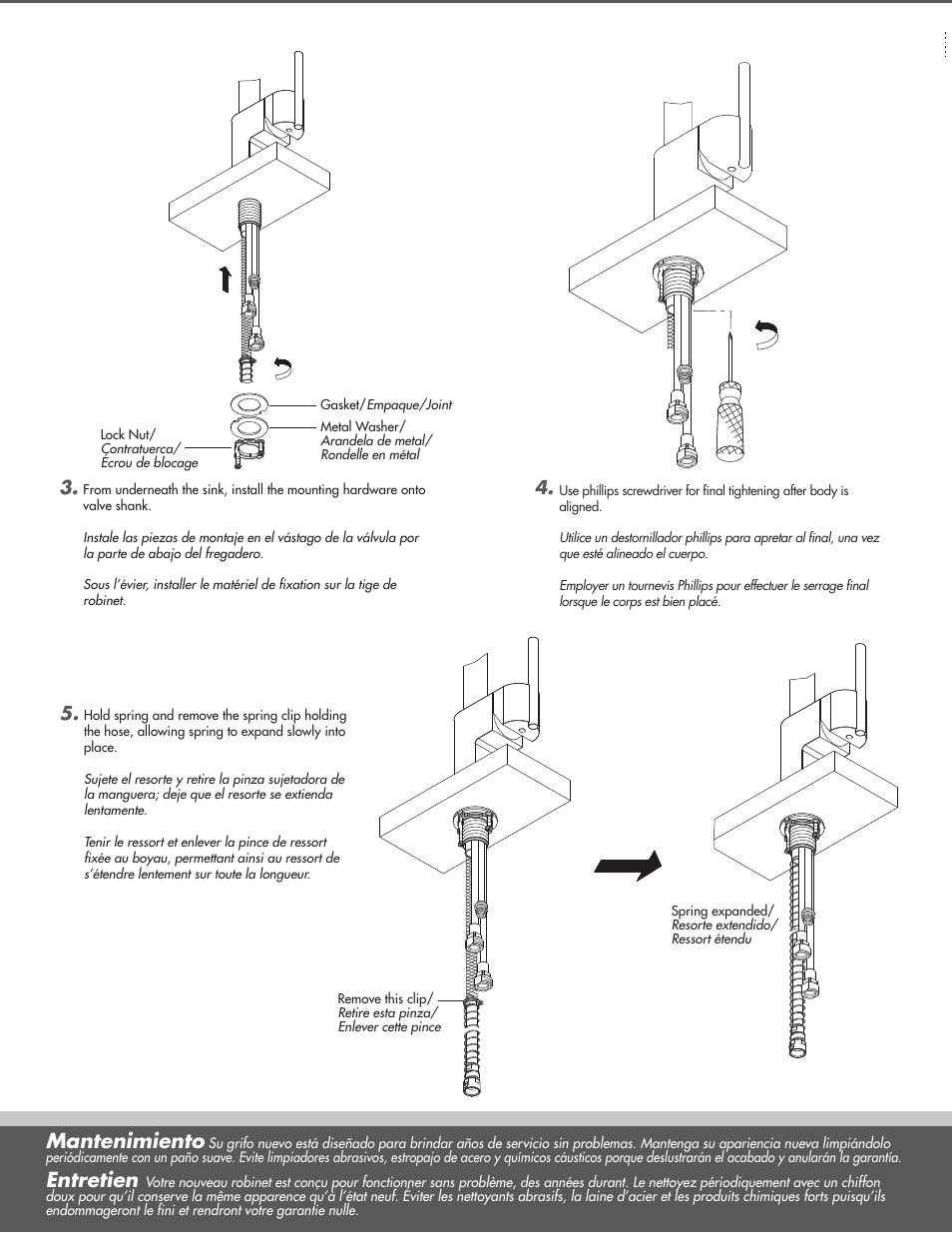 Mantenimiento, Entretien | Factory Direct Hardware Danze D457144 Como User Manual | Page 3 / 5