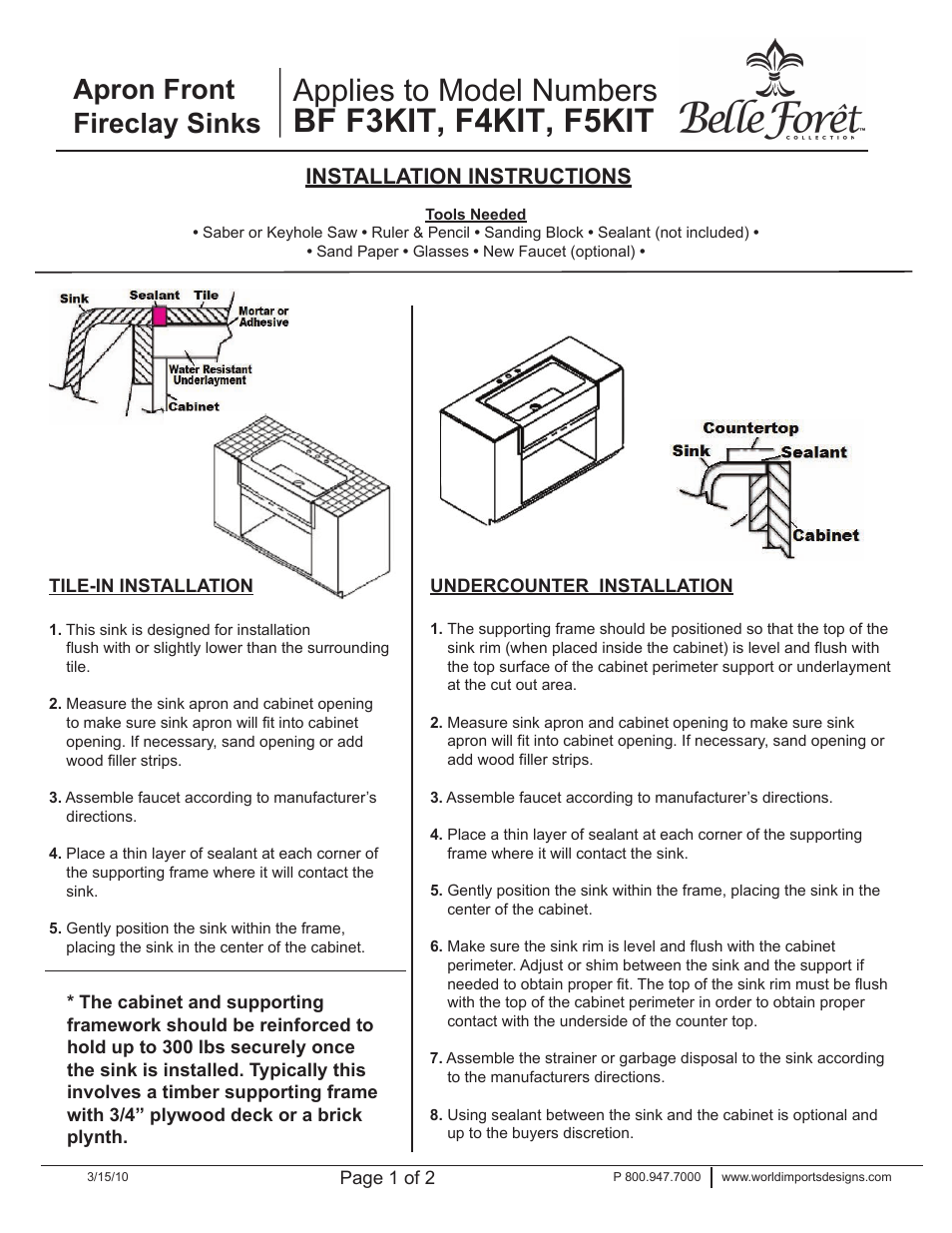 Factory Direct Hardware Belle Foret F4KIT 29 User Manual | 2 pages