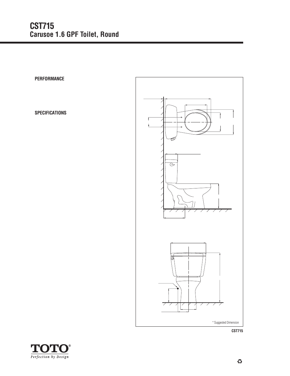 Cst715, Carusoe 1.6 gpf toilet, round | Factory Direct Hardware Toto CST715D Carusoe User Manual | Page 2 / 2